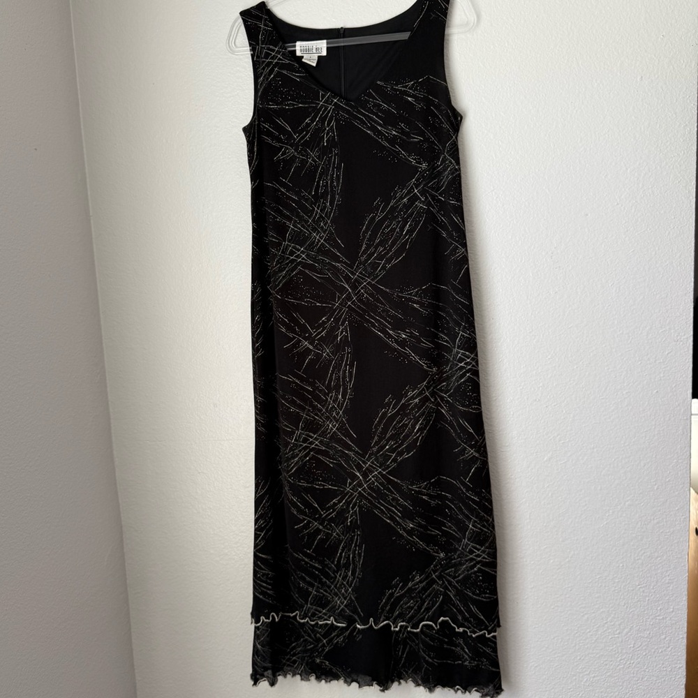 Vintage Robbie Bee 90s Stretch Grunge black Tank Dress Size 6 Whimsigoth ruffleâ